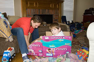Alex and Mom Working on the Bobsled