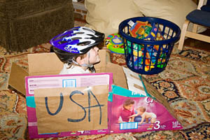 Alex in his Bobsled