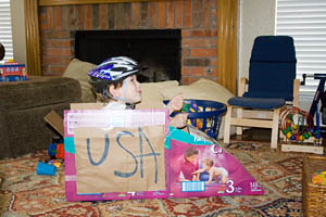 Alex in his Bobsled