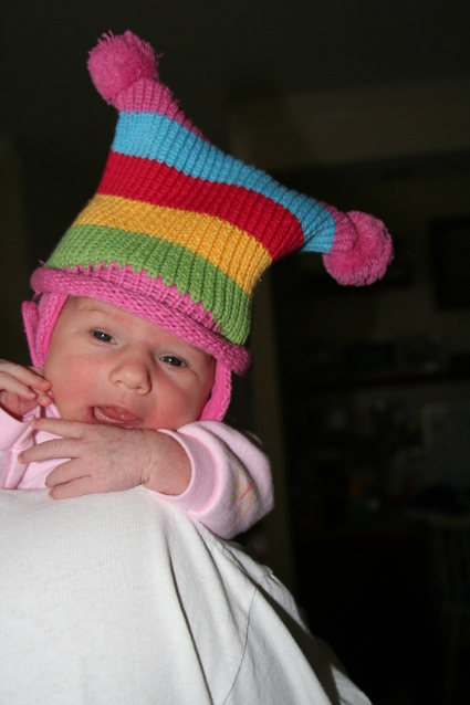 Caroline wearing her funny toque.